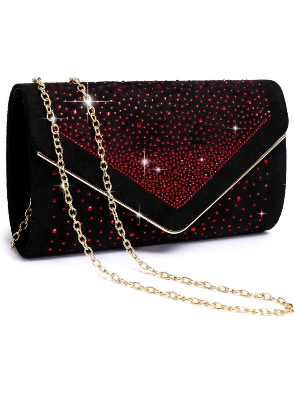 Sparkly Rhinestone Evening Clutch Bag | Faux Suede Handbag for Women